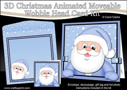 3D Christmas Animated Moveable Wobble Head Card  - Santa Claus