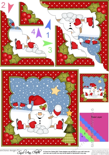 Christmas Snowball Sam has a snowball fight Scallop Corner Topper