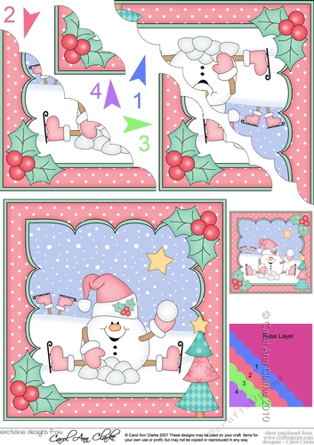 Christmas Snowball Sam has a snowball fight Scallop Corner Topper
