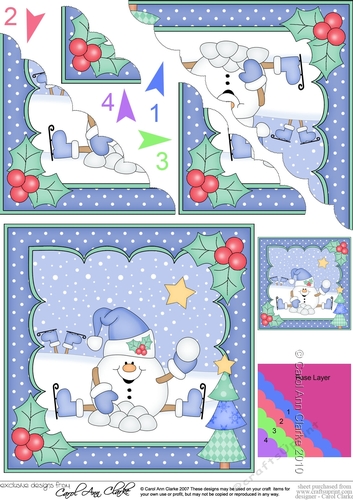 Christmas Snowball Sam has a snowball fight Scallop Corner Topper