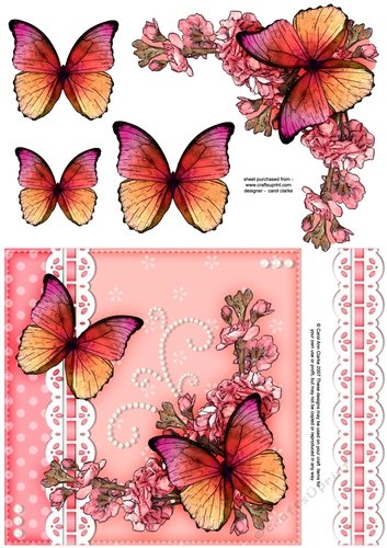 6x6 A Touch of Elegance Flowers and Butterflies quick card front with 3D decoupage