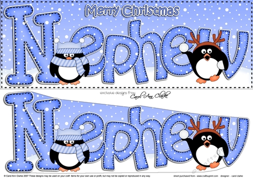 Large DL Christmas NEPHEW Pip Penguin 3D decoupage 