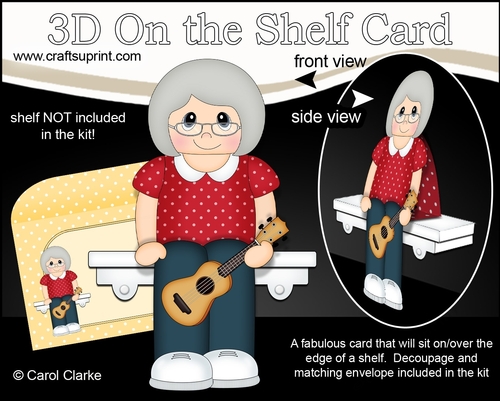 3D On the Shelf Card Kit - Little Ukulele player Delena