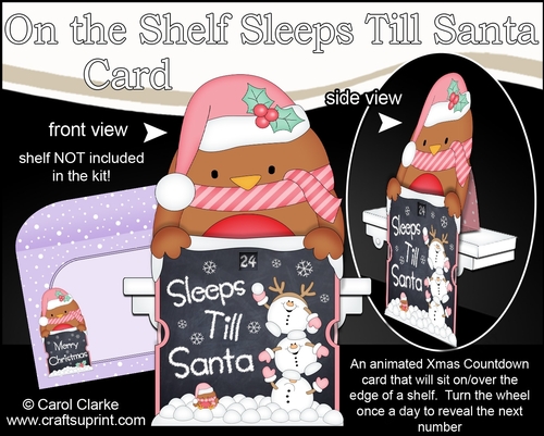 On the Shelf Sleeps Till Santa Card Kit - Cute Little Christmas Bobbin Robin