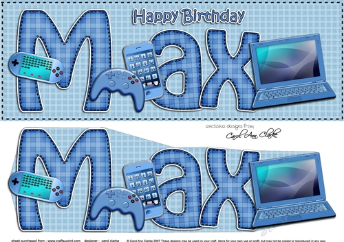 Large DL Birthday MAX Gadgets & Gismos 3D decoupage
