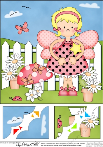 8 x 8 Girlz Fiz Fairy Scalloped corner Topper