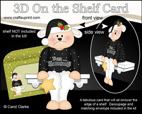 3D On the Shelf Card Kit - Christmas Little Baa Humbug Lamb