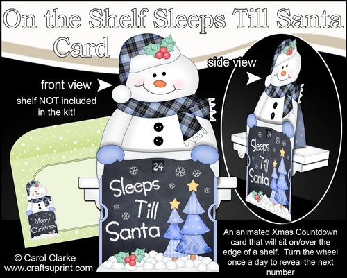 On the Shelf Sleeps Till Santa Card Kit - Cute Christmas Snowman Mack