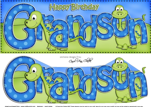 Large DL Birthday GRANDSON Dinosaurs 3D decoupage
