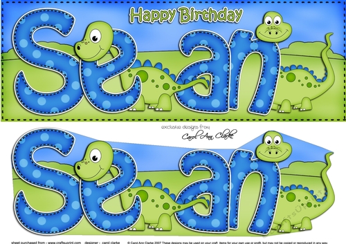 Large DL Birthday SEAN Dinosaurs 3D decoupage