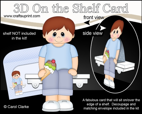 3D On the Shelf Card Kit - Little Boy Tobias enjoys an ice cream