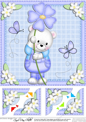8 x 8 Teddy Eds Flower Scalloped corner Topper
