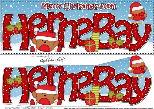Large DL Merry Christmas from HERNE BAY 3D decoupage 