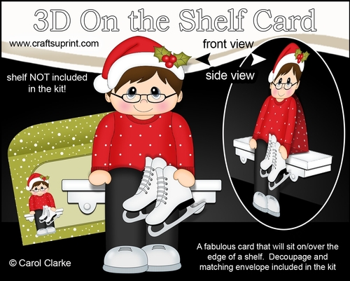 3D On the Shelf Card Kit - Christmas Jumper Man goes Skating