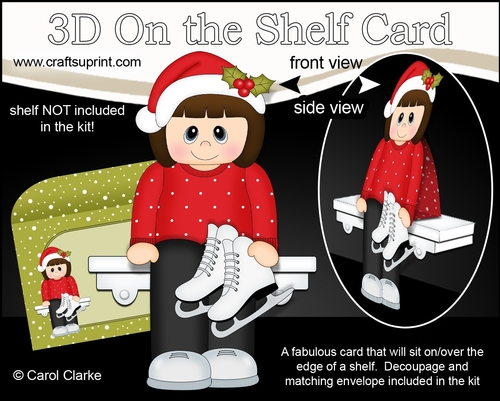 3D On the Shelf Card Kit - Christmas Jumper Lady goes Skating