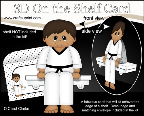 3D On the Shelf Card Kit -  Little Ethnic Karate Boy Rohan
