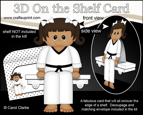 3D On the Shelf Card Kit -  Little Ethnic Karate Girl Prisha