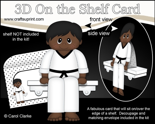 3D On the Shelf Card Kit -  Little Ethnic Karate Boy Denzel