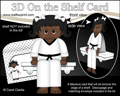 3D On the Shelf Card Kit -  Little Ethnic Karate Girl Jarrika