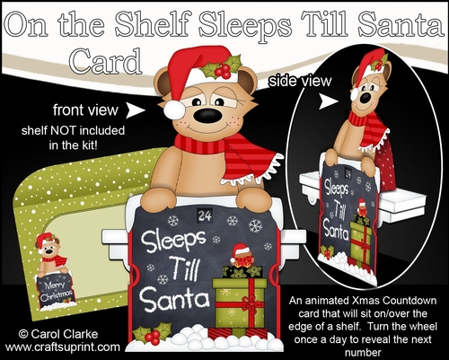 On the Shelf Sleeps Till Santa Card Kit - Cute Little Christmas Meerkat Frank