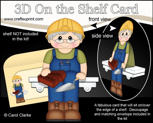 3D On the Shelf Card Kit - Little Workman Bricklayer Humphrey