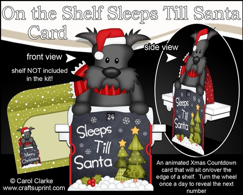 On the Shelf Sleeps Till Santa Card Kit - Cute Little Christmas Hamish Scottie Dog