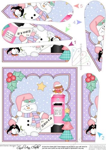 Christmas Snowman Oli and Penguin Pip post a letter to Santa Fan Pyramage Topper