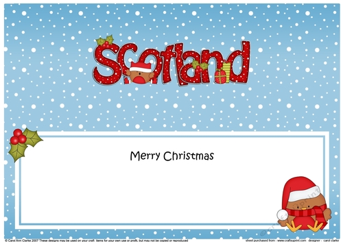 Large DL Merry Christmas from SCOTLAND insert