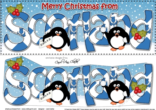 Large DL Merry Christmas from SCOTLAND 3D decoupage 