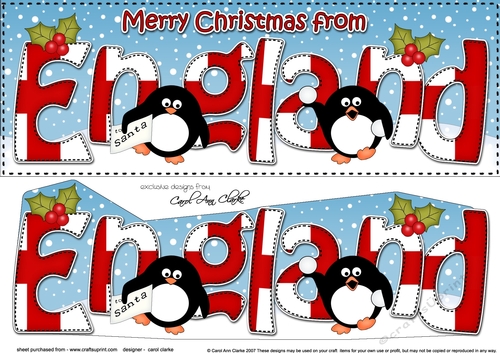 Large DL Merry Christmas from ENGLAND 3D decoupage 