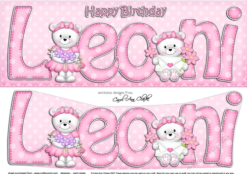 Large DL Birthday LEONI 3D decoupage