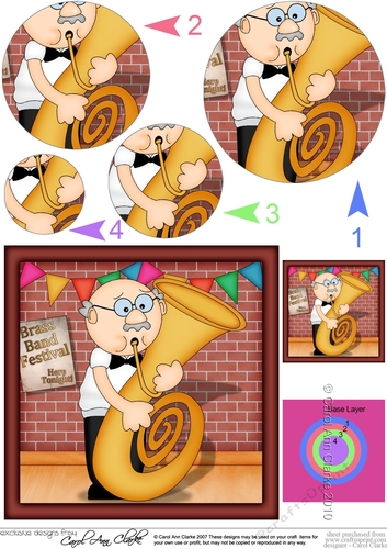 Old Man Bert Plays the Tuba Circle Pyramage Topper