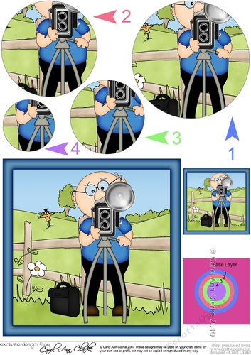 Old Man Bert the Photographer Circle Pyramage Topper