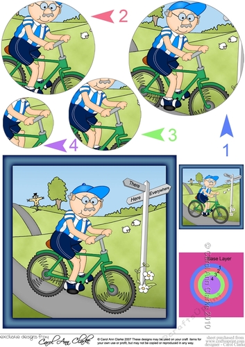 Old Man Bert goes Cycling Circle Pyramage Topper