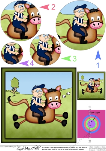 Old Man Bert goes Horse Riding Circle Pyramage Topper