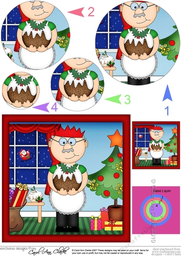 Old Man Bert has a Christmas Pudding Circle Pyramage Topper