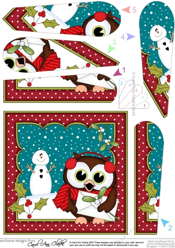 Christmas Little Hoot Owl has a Letter for Santa Fan Pyramage Topper