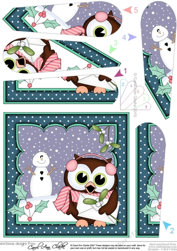 Christmas Little Hoot Owl has a Letter for Santa Fan Pyramage Topper