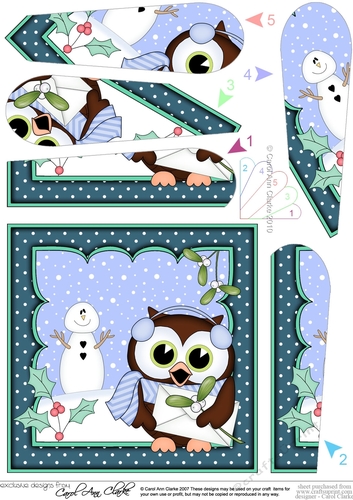 Christmas Little Hoot Owl has a Letter for Santa Fan Pyramage Topper
