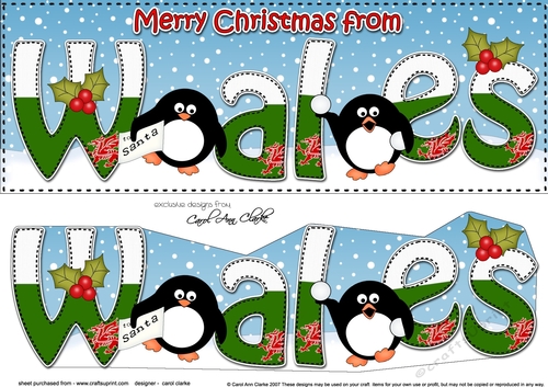 Large DL Merry Christmas from WALES 3D decoupage 