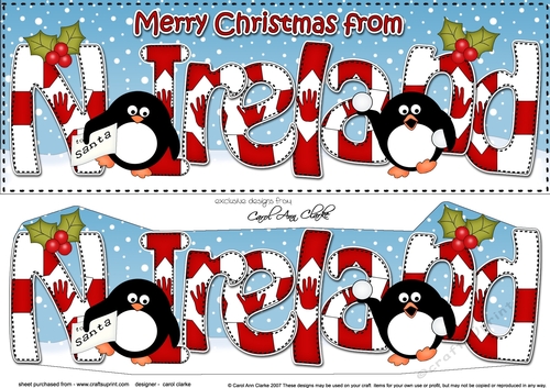 Large DL Merry Christmas from N IRELAND 3D decoupage 