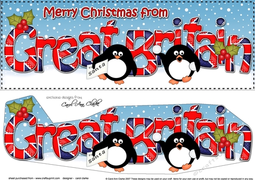 Large DL Merry Christmas from GREAT BRITAIN 3D decoupage 