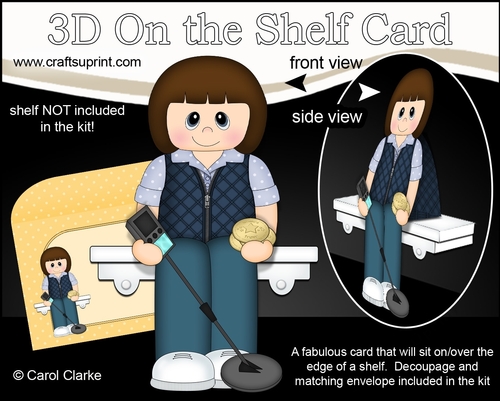 3D On the Shelf Card Kit - Little Treasure Hunter Metal Detectorist Jesica