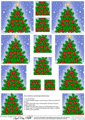 Christmas Holly Tree Pyramage Sheet