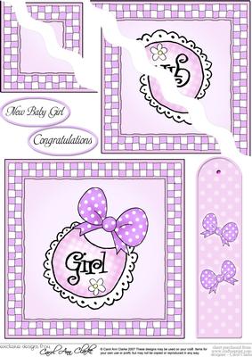 New Baby Girl Quick Card with Wavy Corner Side Stacker