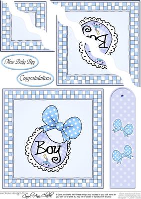 New Baby Boy Quick Card with Wavy Corner Side Stacker