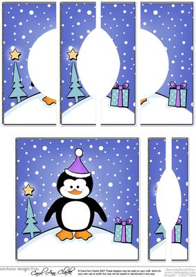 Cheeky Xmas Penguin Quick Card with Circular Side Stacker