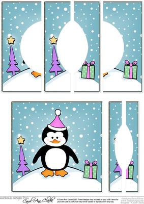 Cheeky Xmas Penguin Quick Card with Circular Side Stacker