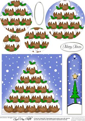 Christmas Pudding Tree Quick Card with Circle Pyramage