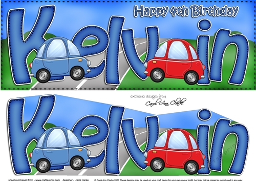 Large DL 4th Birthday KELVIN 3D decoupage